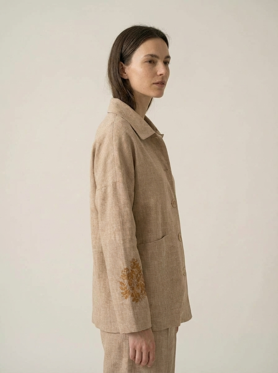 Beige Ethnic Summer Jacket