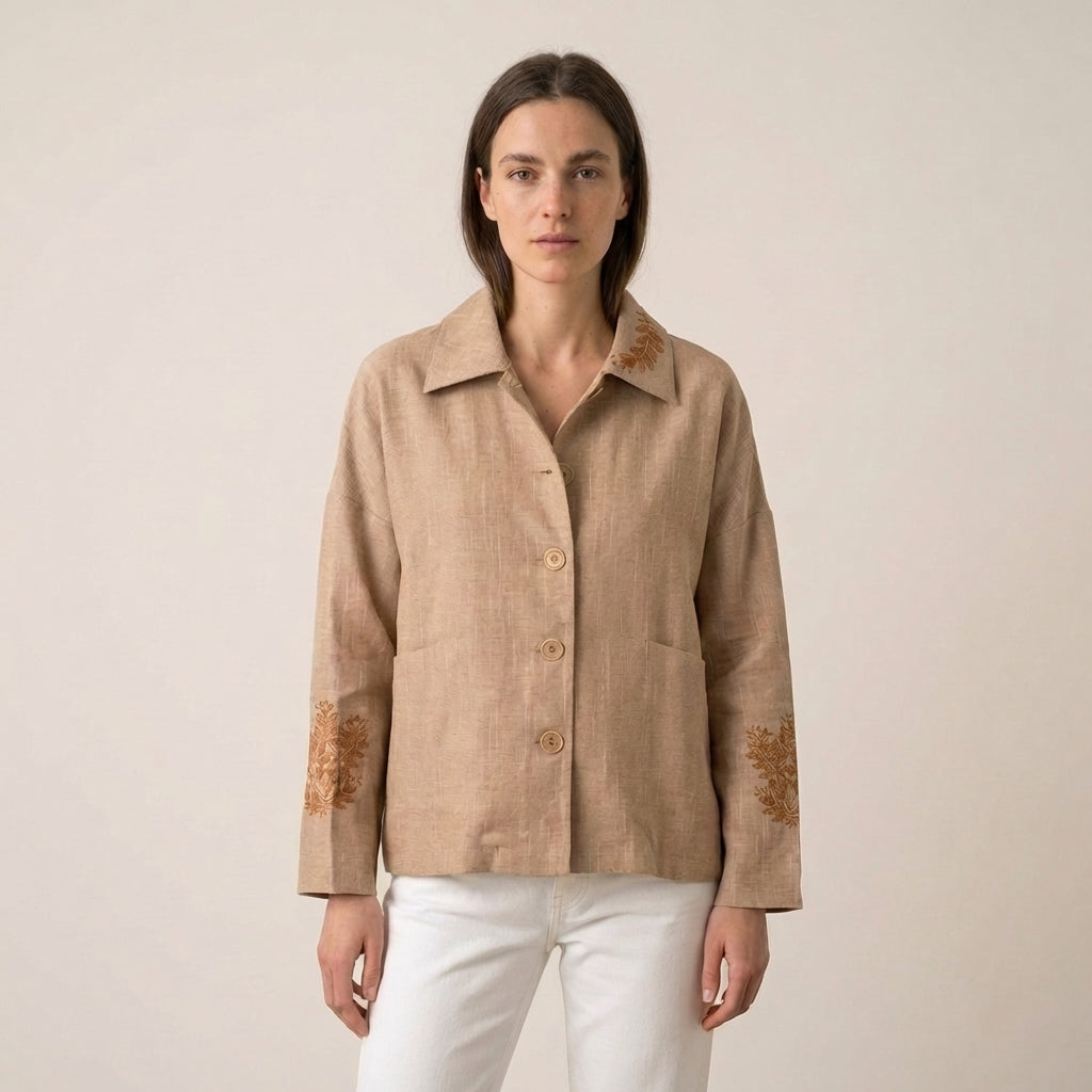 Beige Ethnic Summer Jacket