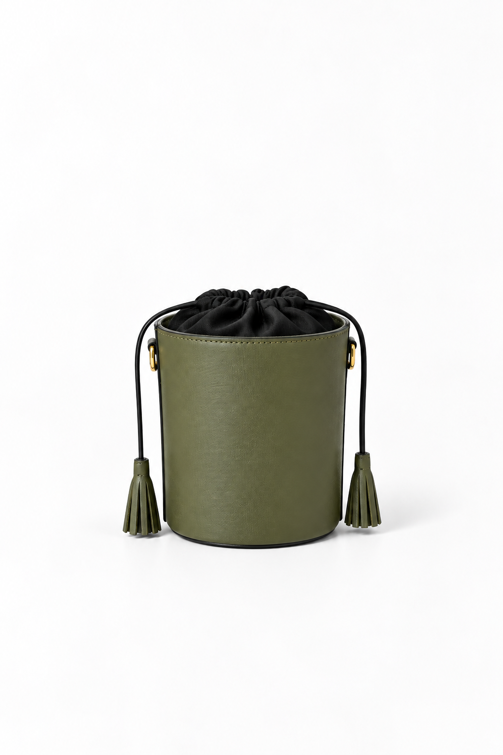 Olive leather bucket bag
