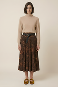 Velvet Cordoroy Skirt with Embroidered Flowers