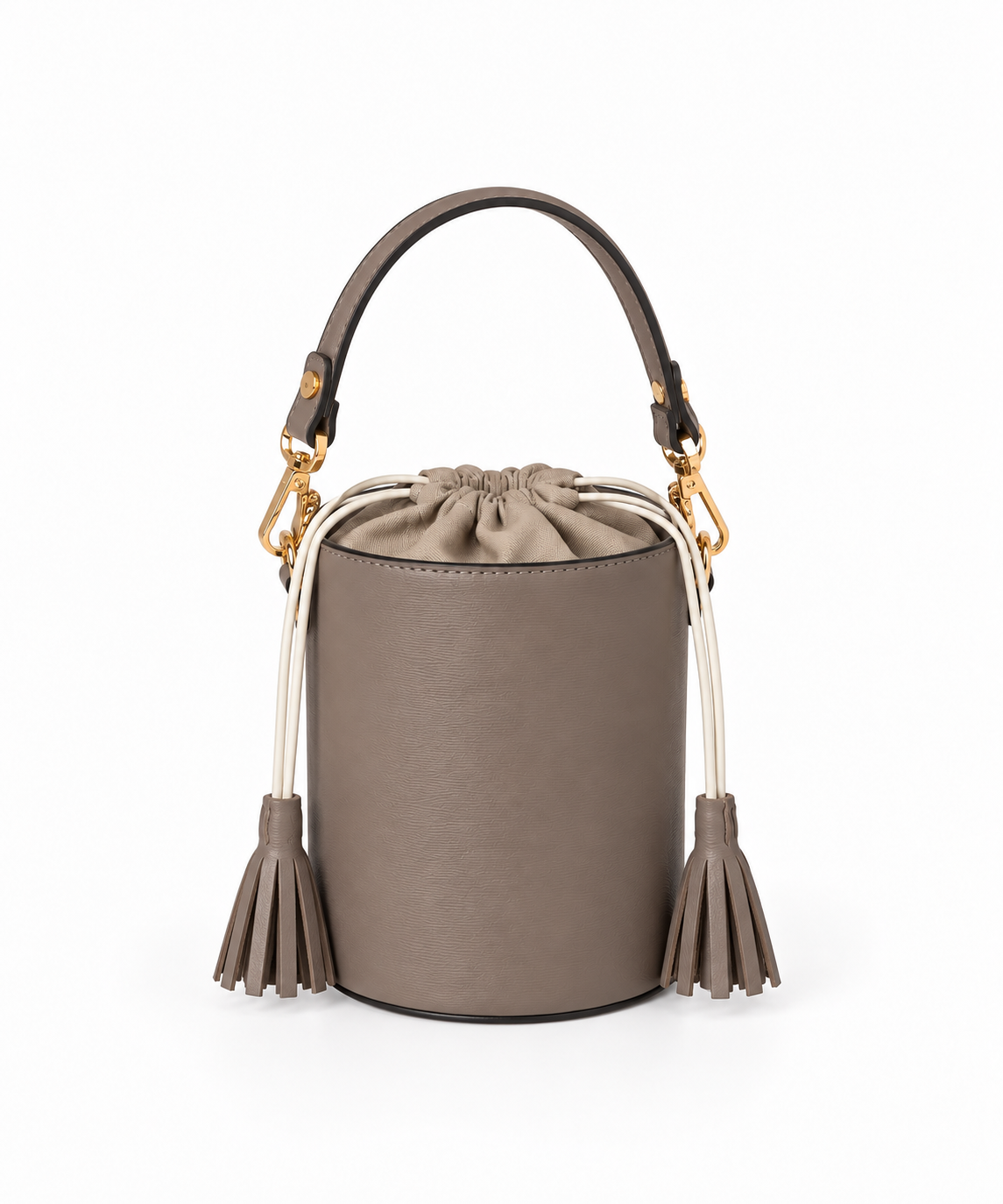 Taupe leather bucket bag