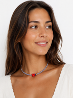 Blue Heart Beaded Necklace