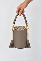 Taupe leather bucket bag