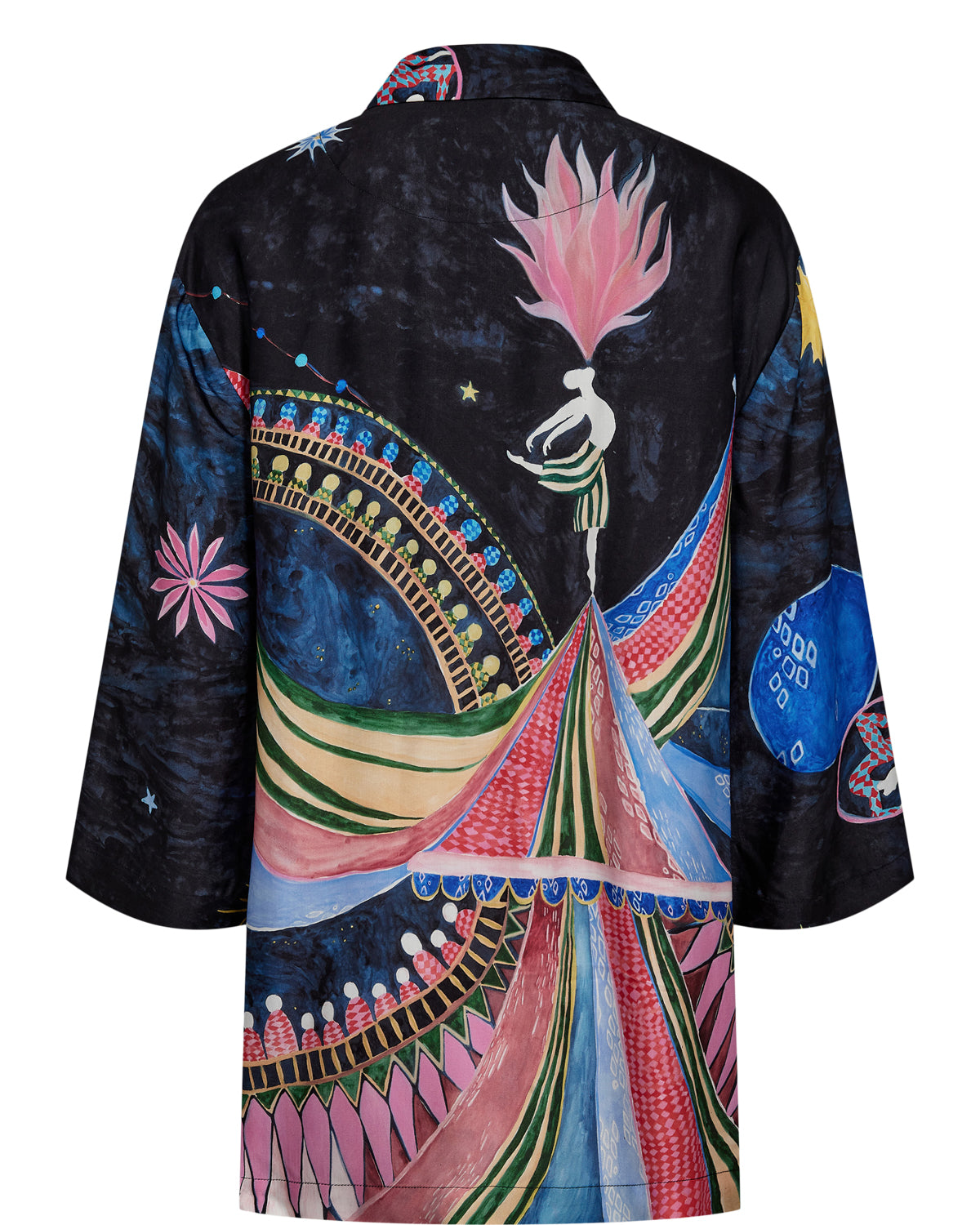 Colorful jacket with abstract design on a white background