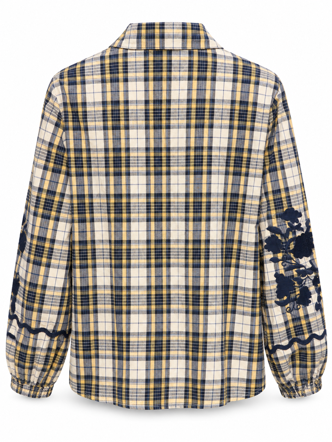Chequered Shirt Emroidered Flowers and Ruffles