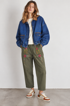 Ethnic Pants Emrboidery Khaki