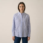 Baby Blue Shirt with Embroidered Printed Flowers