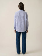 Baby Blue Shirt with Embroidered Printed Flowers
