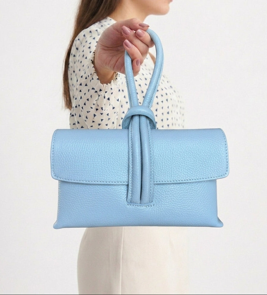 Leather Clutch Baby Blue