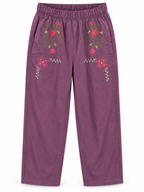 Ethnic Pants Emrboidery Burgundy