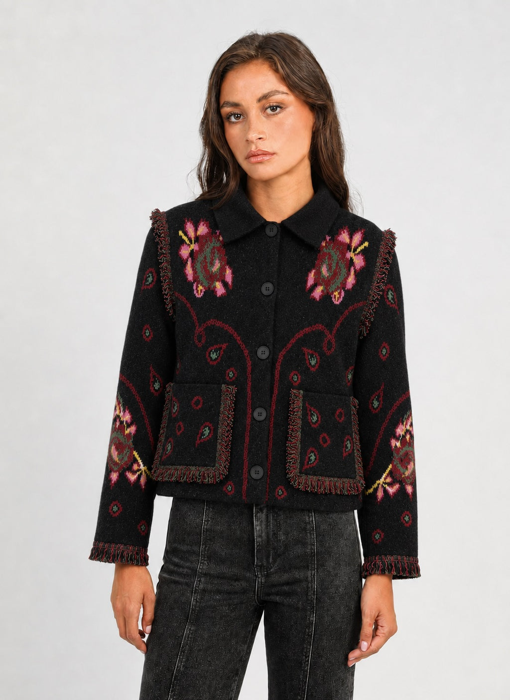 Nesty Ethnic Folklore Black Jacket