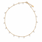Chain Necklace White Crystal Drops