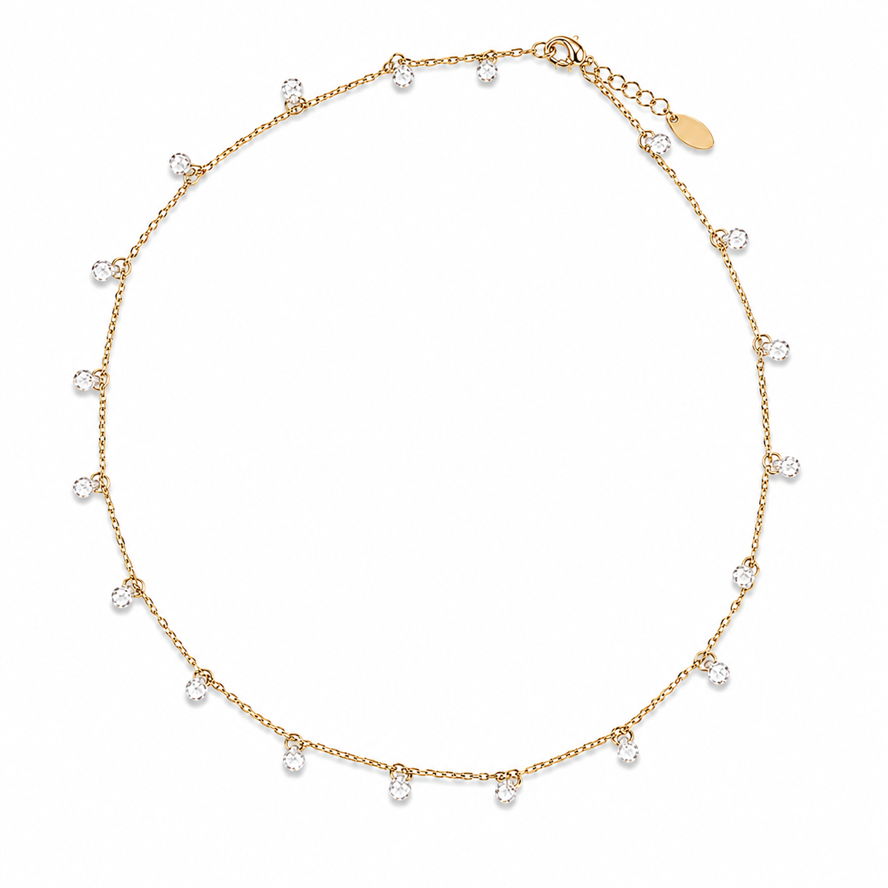 Chain Necklace White Crystal Drops
