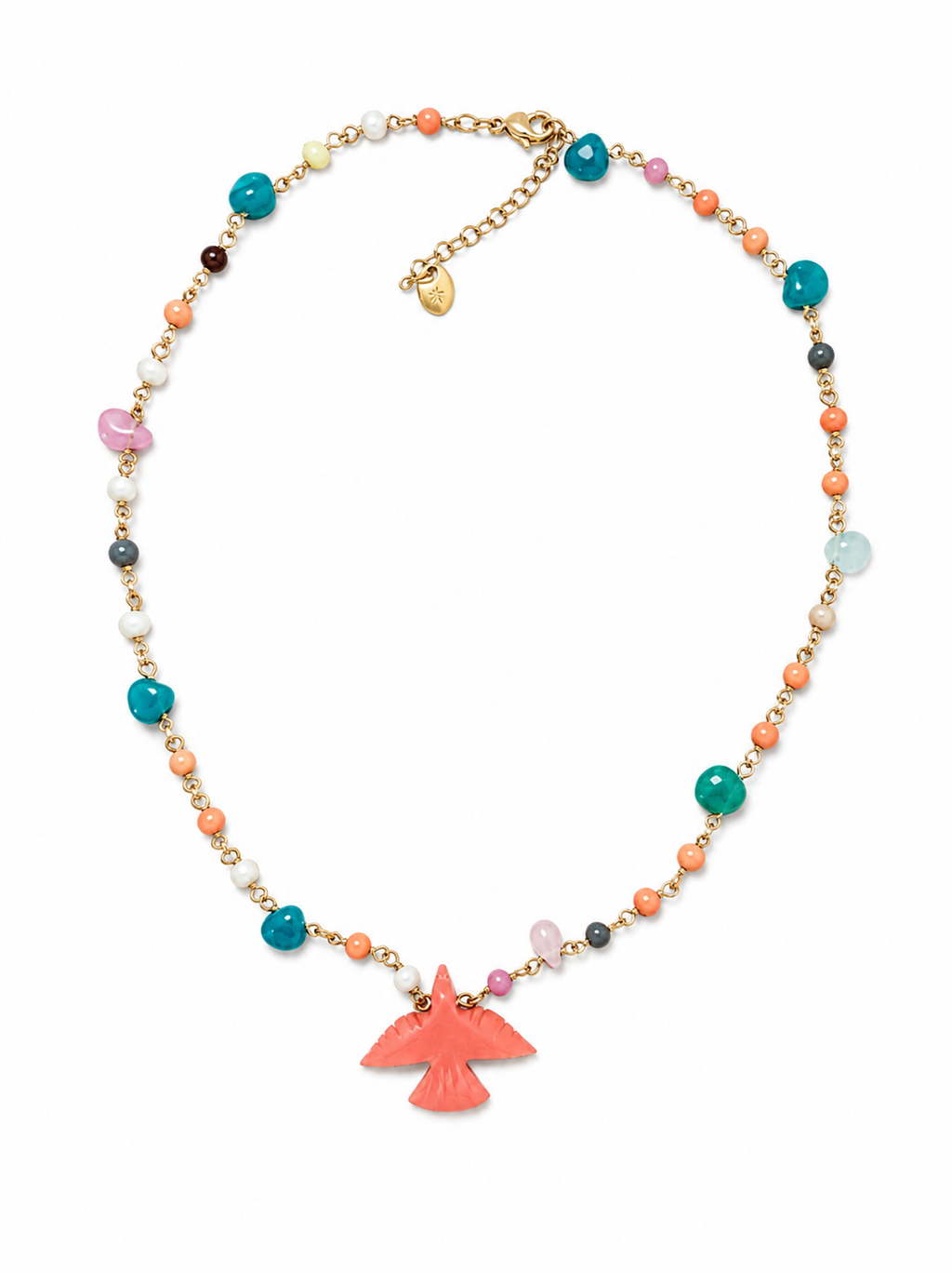 Pink Beaded Eagle Neckace