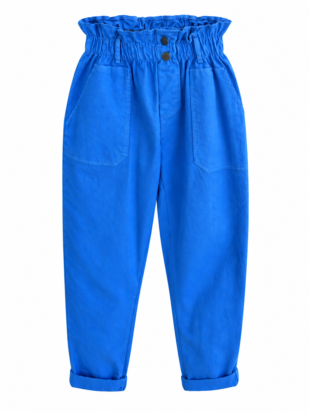 Elastic Blue Electric Trousers with Pockets