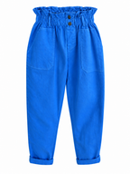 Elastic Blue Electric Trousers with Pockets