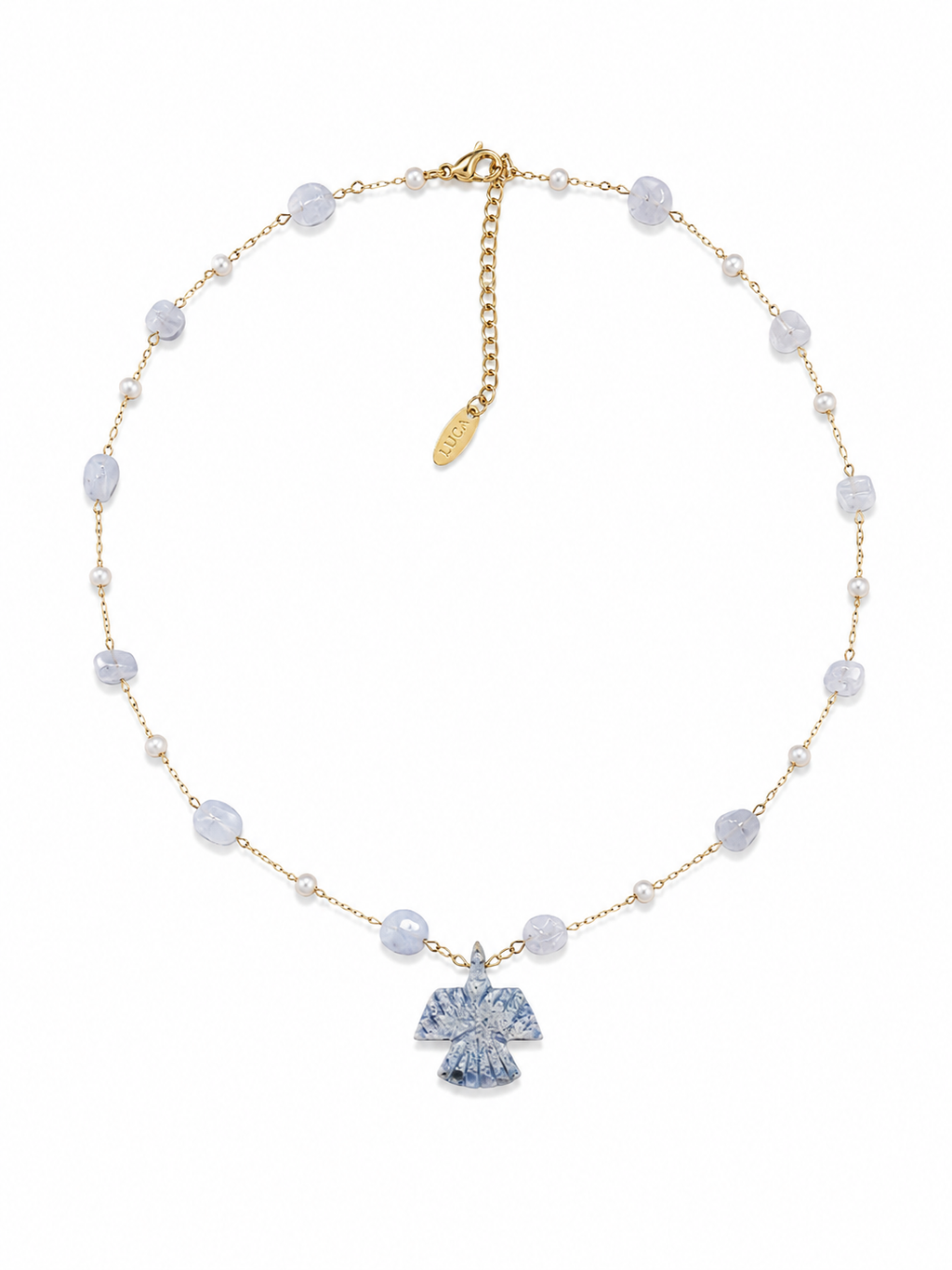 Blue-Gray Beaded Eagle Neckace
