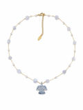 Blue-Gray Beaded Eagle Neckace