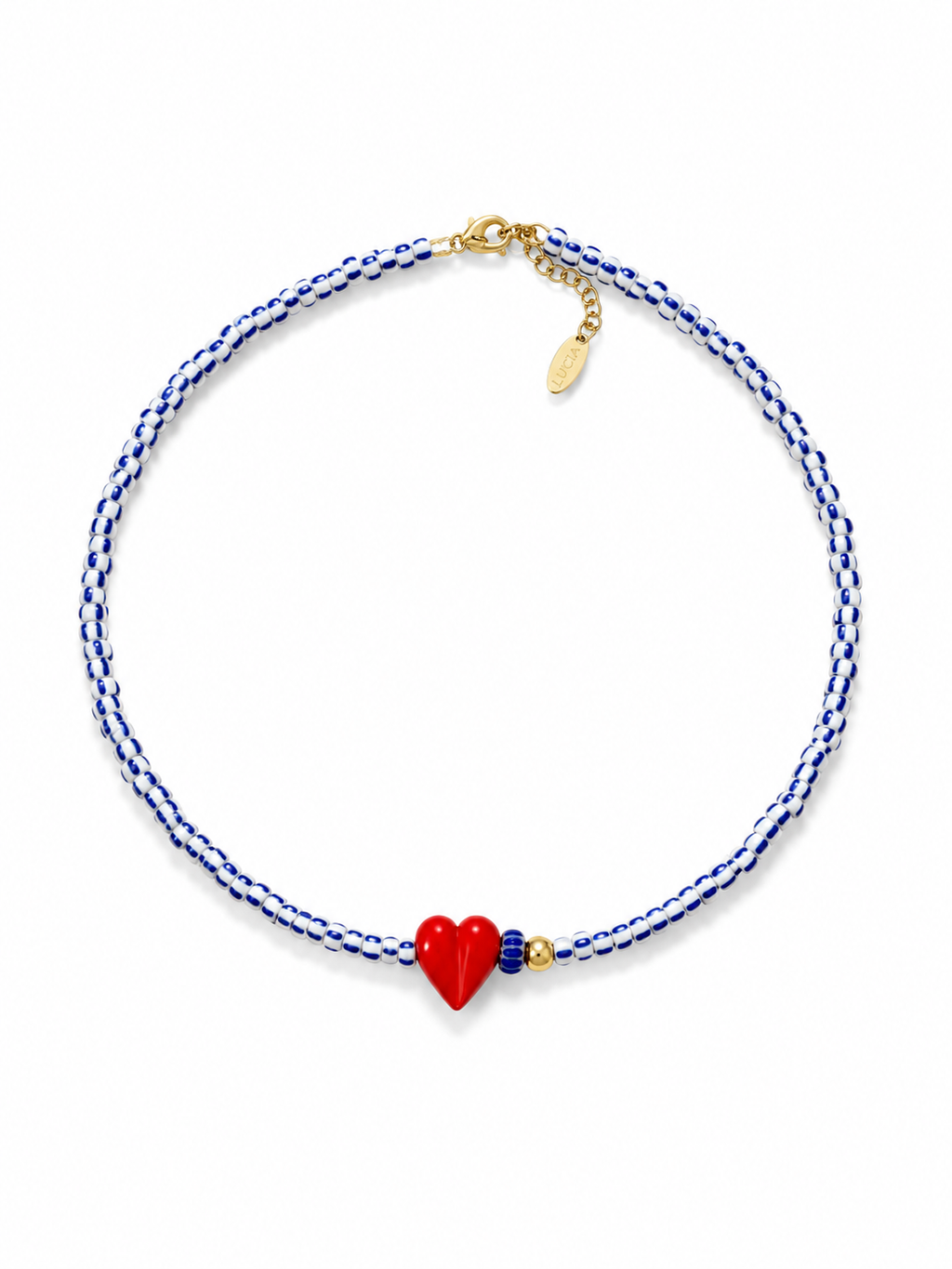 Blue Heart Beaded Necklace