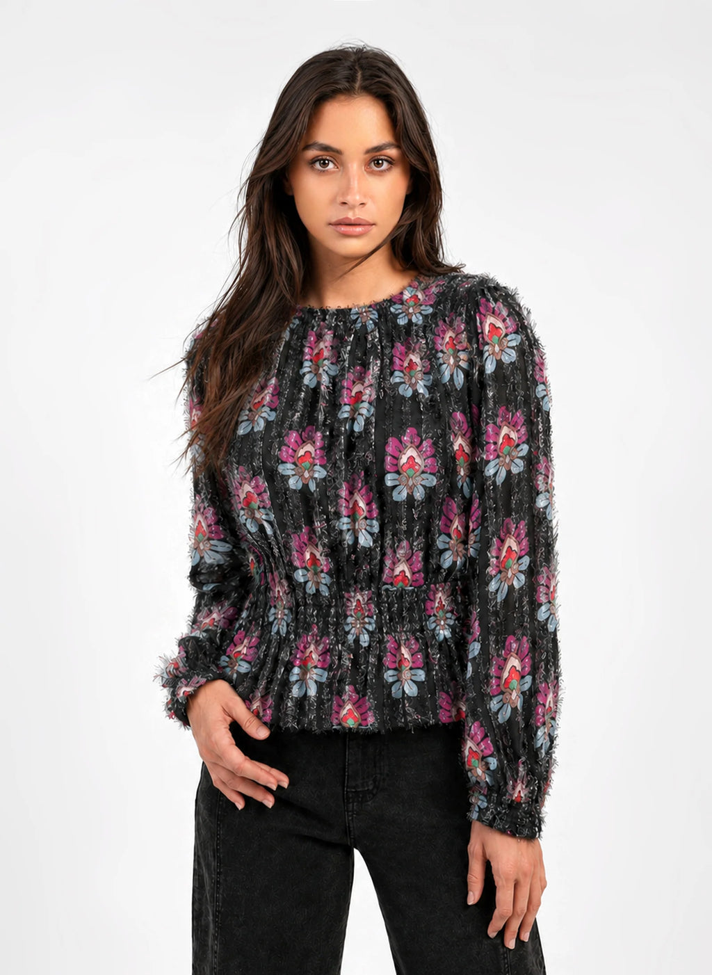 Salvina Black Shirt Rose Garden