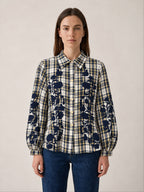 Chequered Shirt Emroidered Flowers and Ruffles