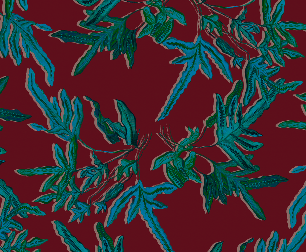 Fern Bordeaux Silk Cross Body Bag