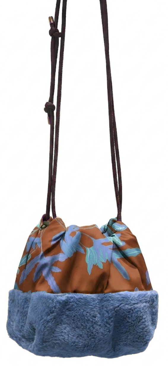 Fern Toffee Sky Silk Cross Body Bag