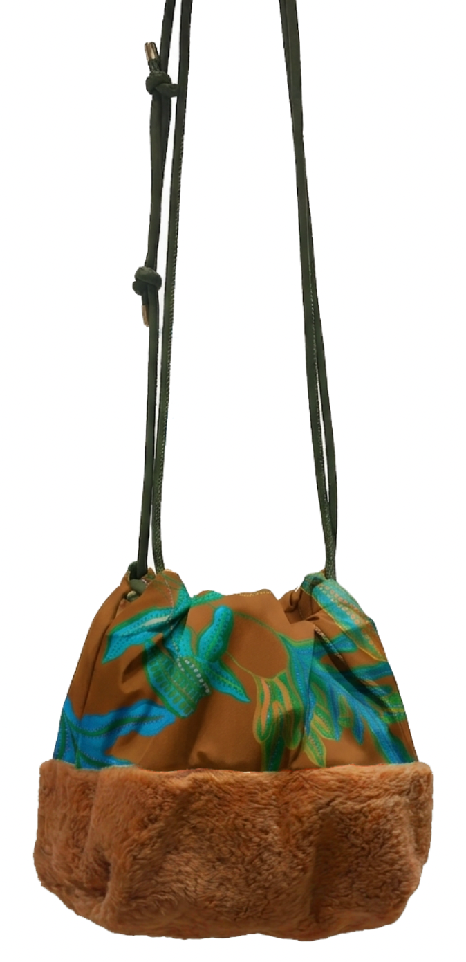 Fern Toffee Silk Cross Body Bag