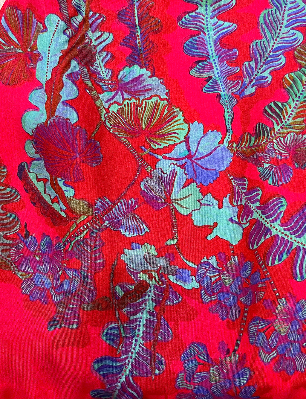 Plum Red & Ciel Silk Luxury Handbag
