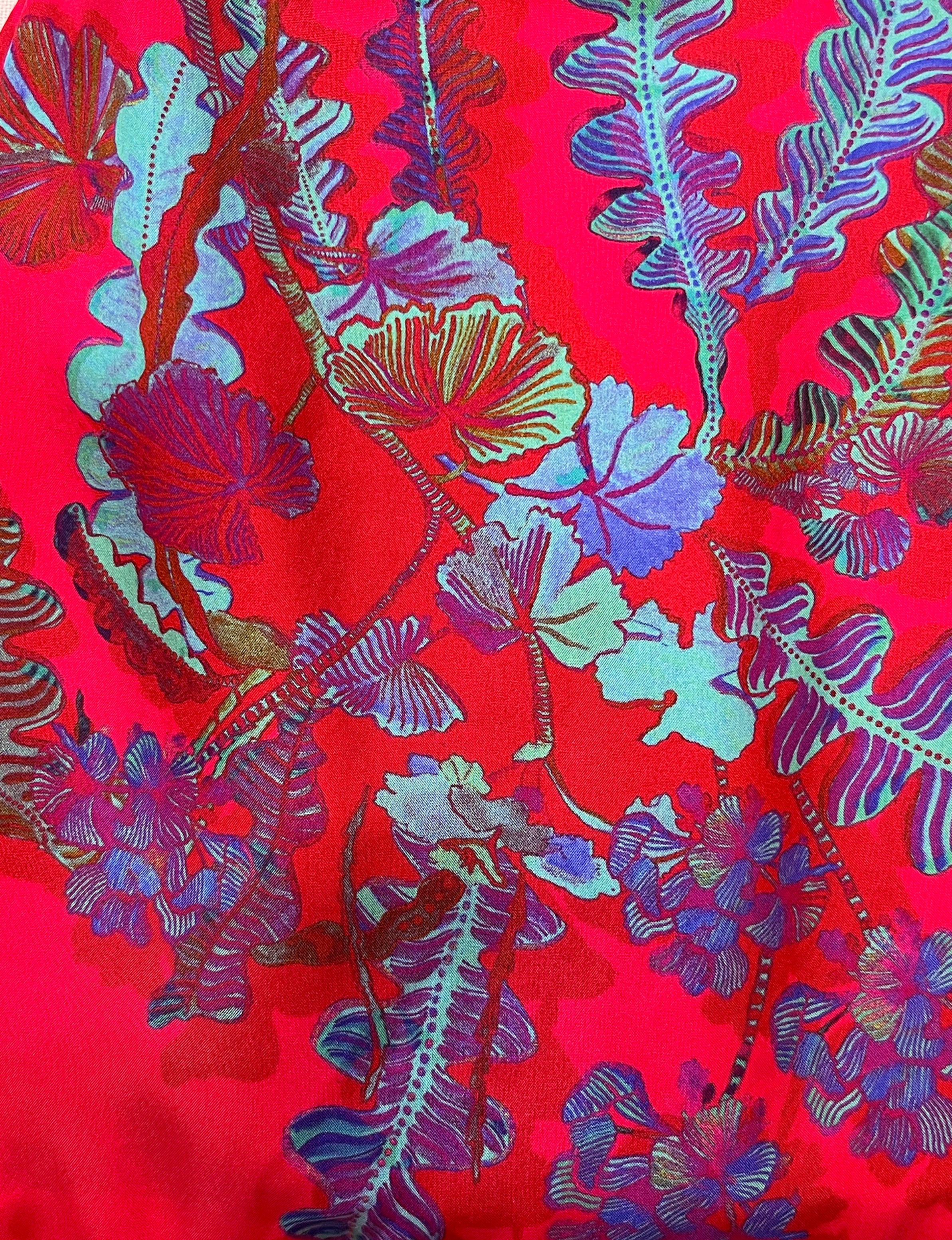 Plum Red & Ciel Silk Luxury Handbag