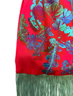 Plum Red & Ciel Silk Luxury Handbag