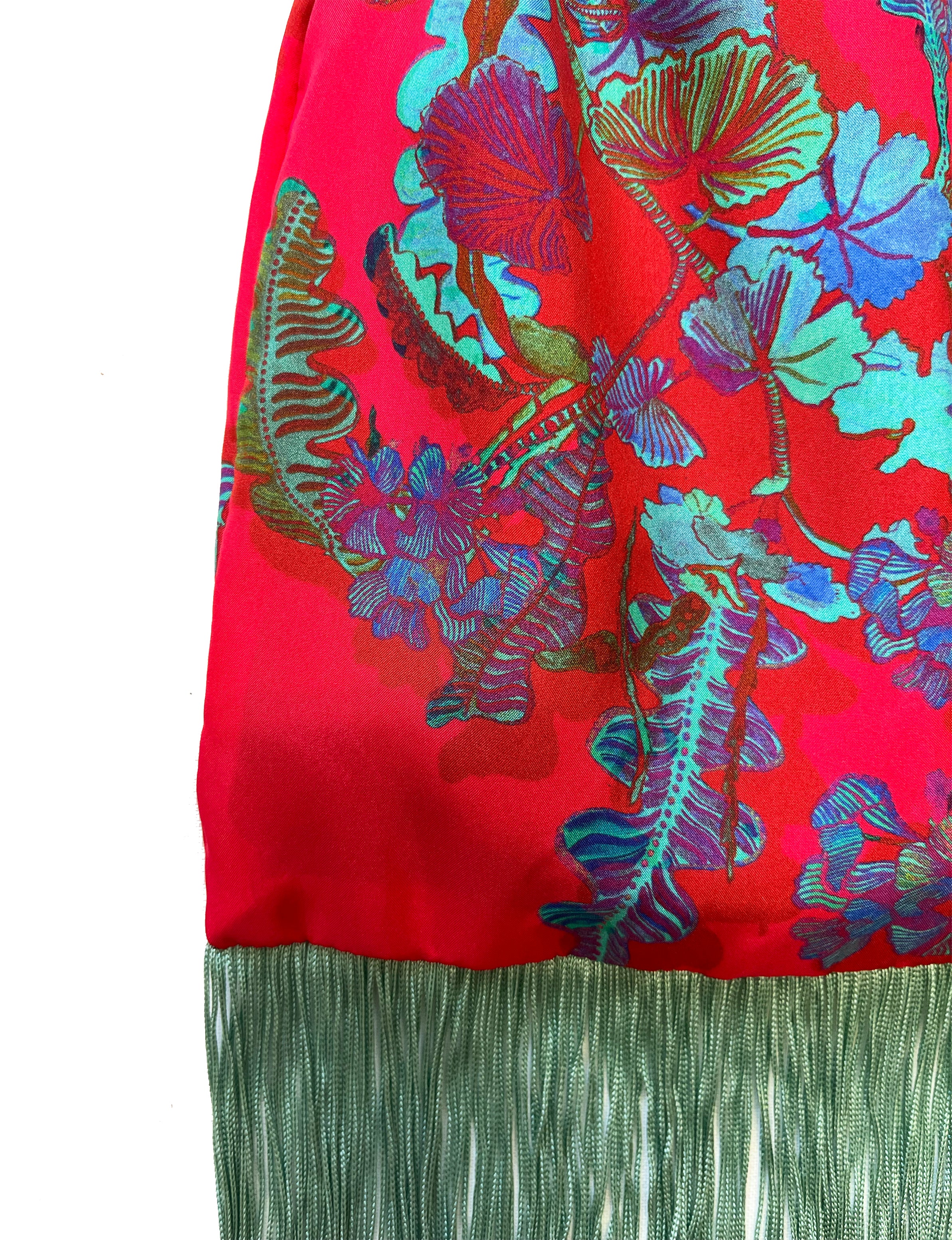 Plum Red & Ciel Silk Luxury Handbag