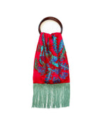 Plum Red & Ciel Silk Luxury Handbag