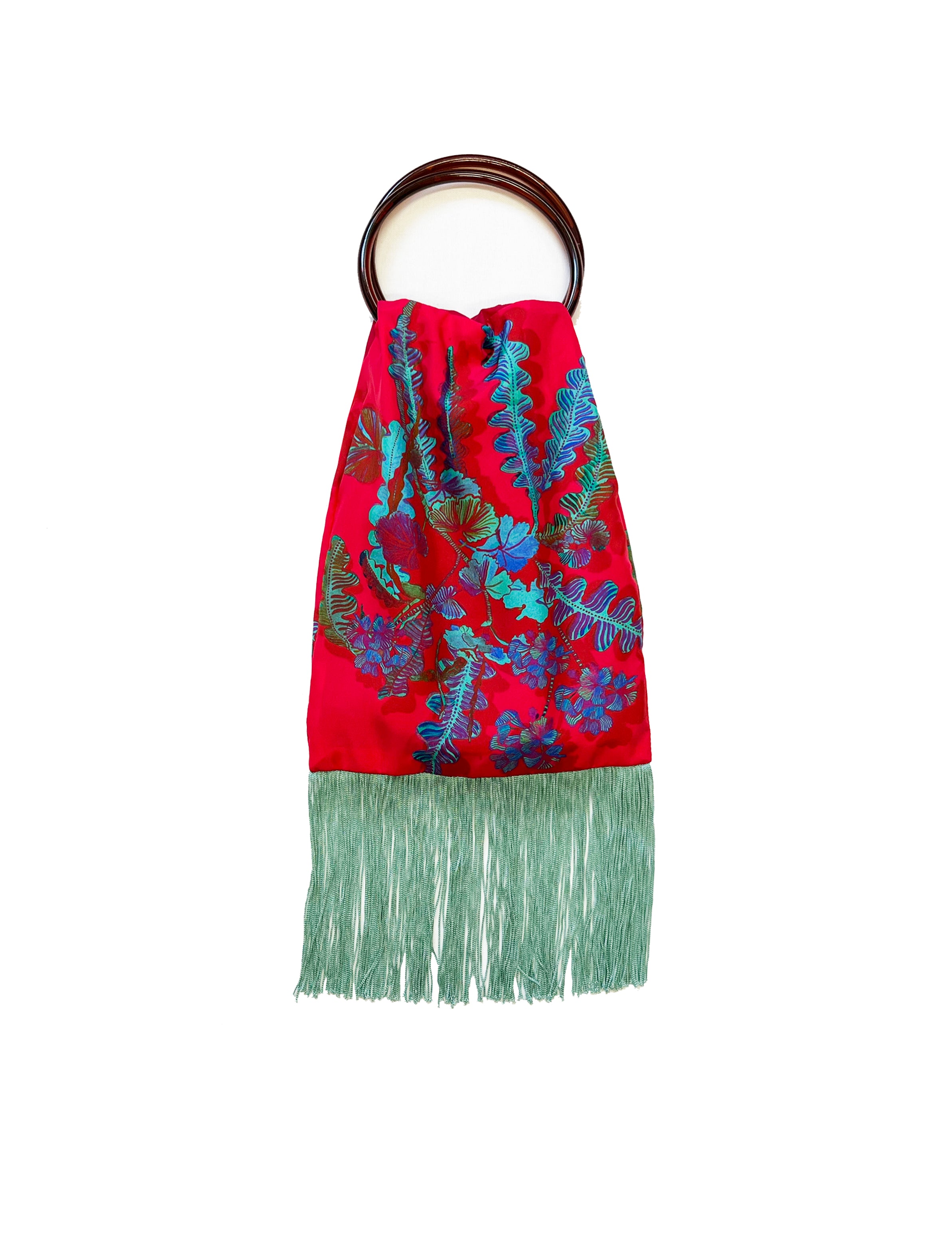 Plum Red & Ciel Silk Luxury Handbag