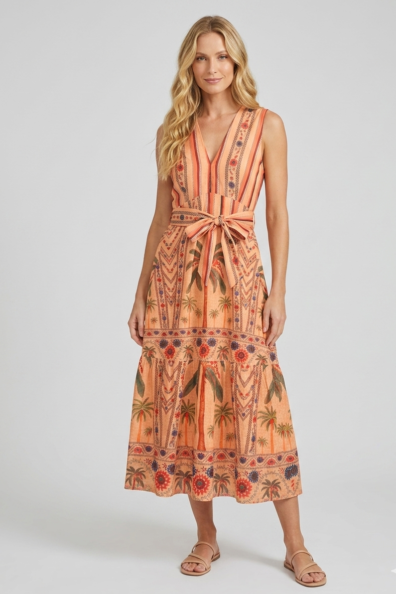Ovanna Orange Long Dress
