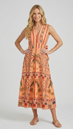 Ovanna Orange Long Dress
