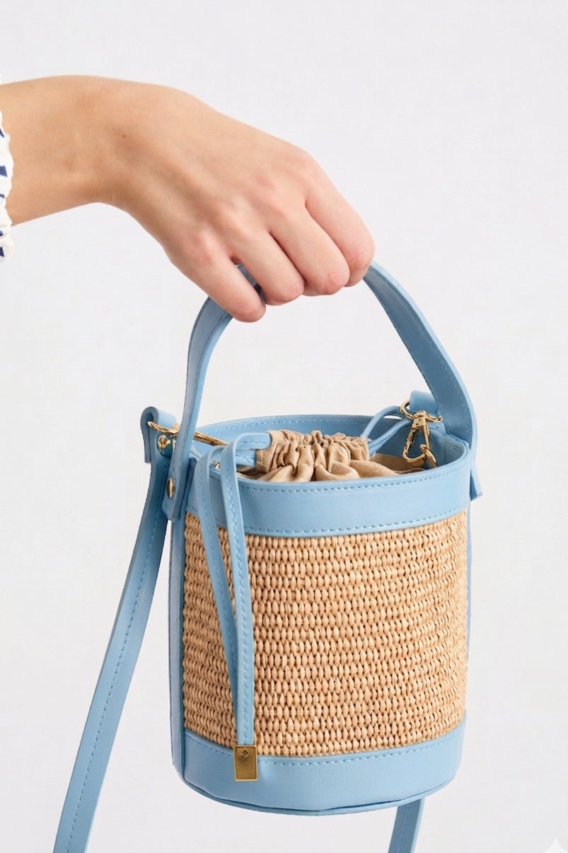 Baby Blue Raffia bag