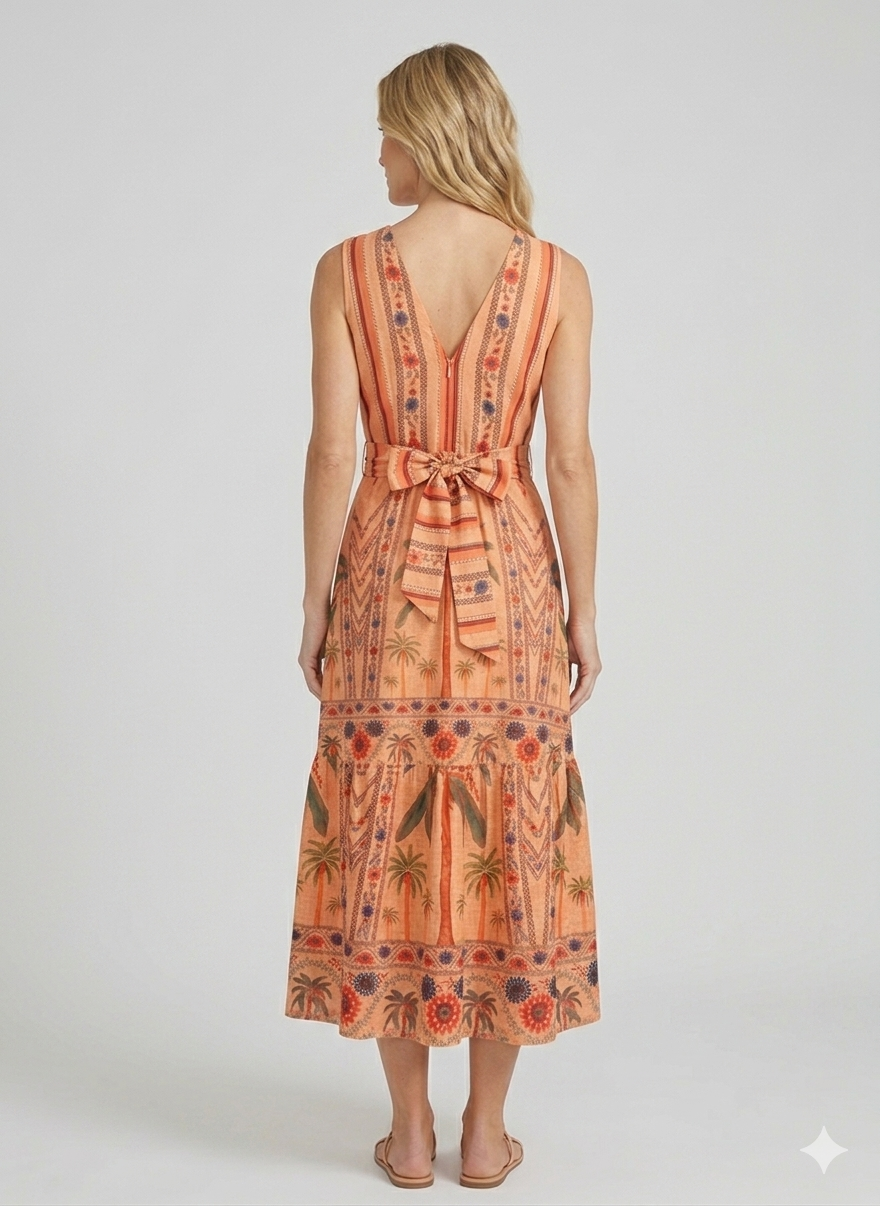 Ovanna Orange Long Dress