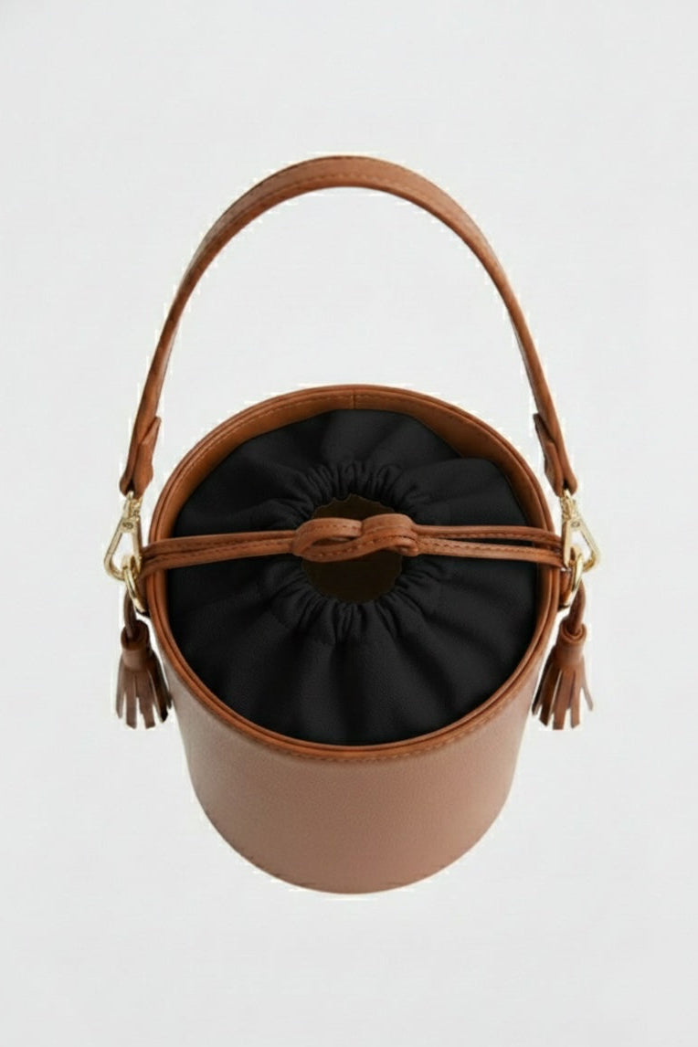 Tabac leather bucket bag - Black lining