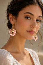 Heart Bead Earrings Baby Pink