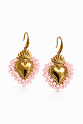 Heart Bead Earrings Baby Pink