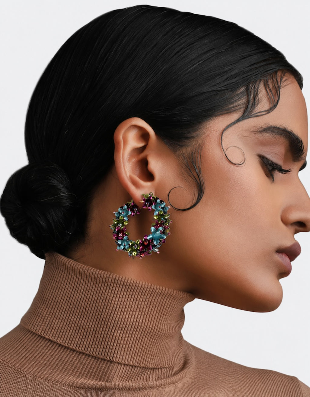Flower Hoops Teal