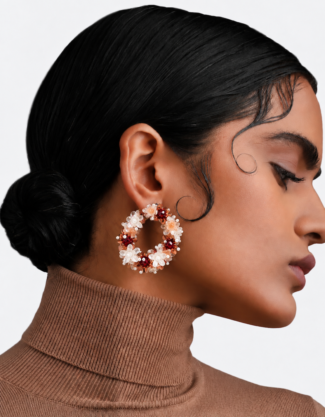 Flower Hoops Khaki Multi