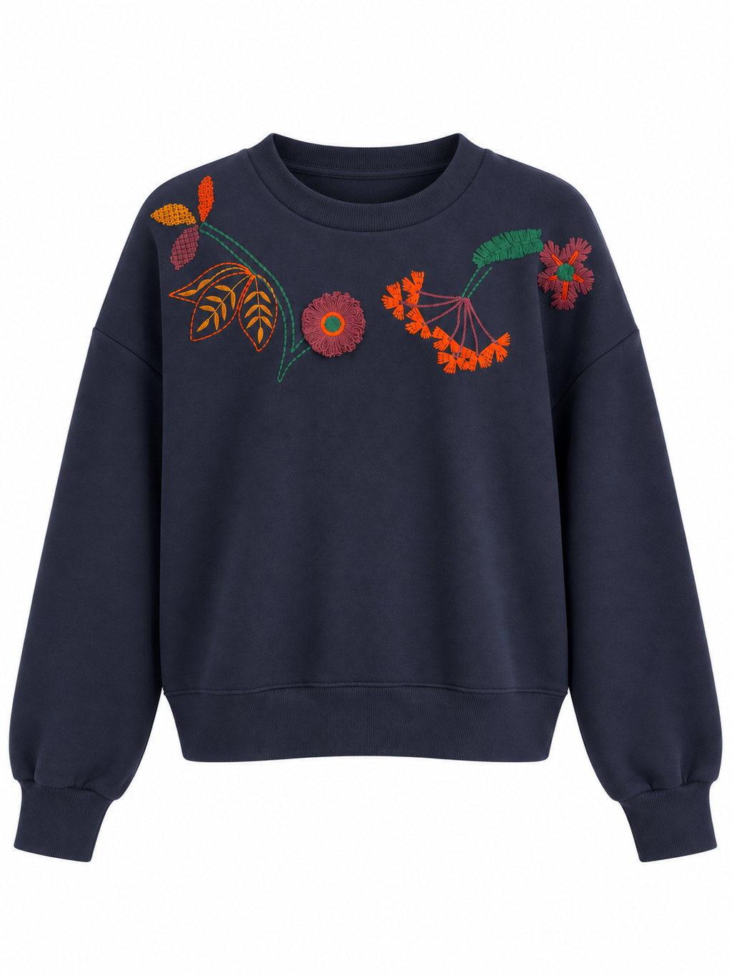 Navy jumper embroidered Flowers