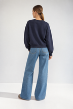 Navy jumper embroidered Flowers