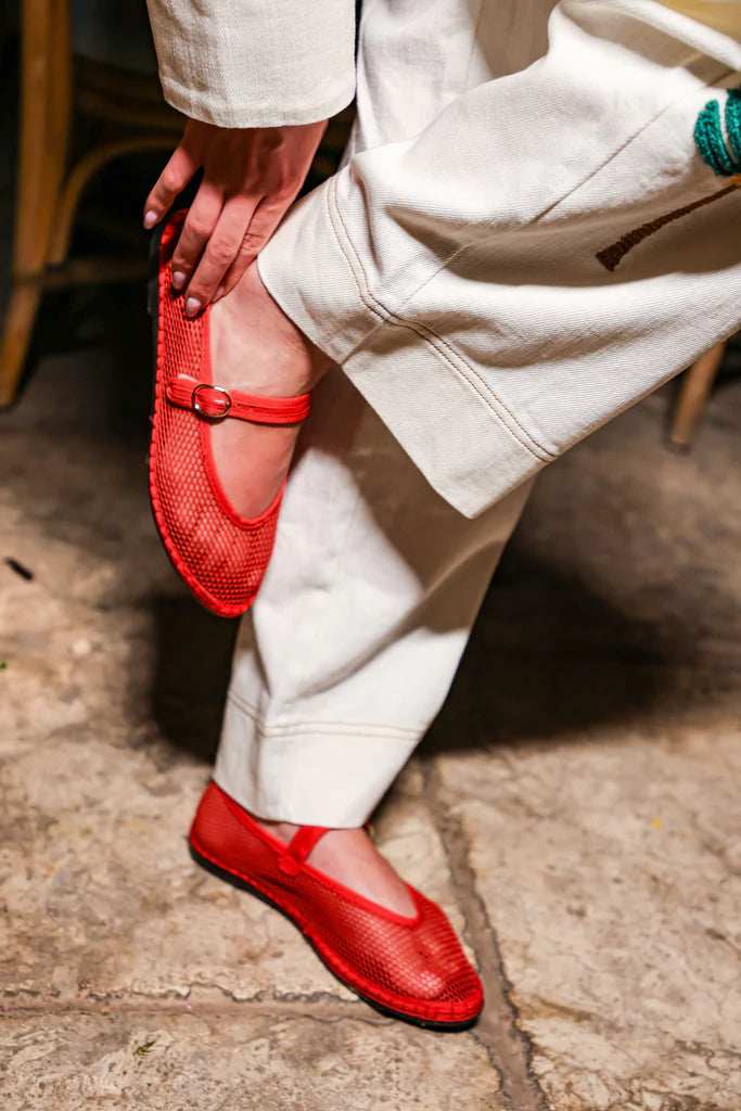 Isabella Red Mesh Ballerina