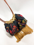 Ioli Black Satin Cross Body Bag