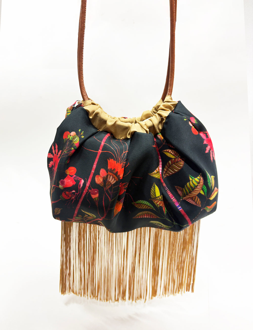 Ioli Black Satin Cross Body Bag