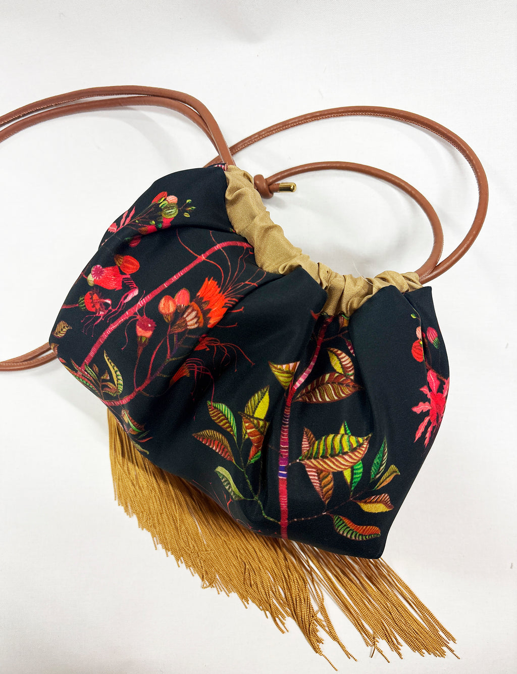 Ioli Black Satin Cross Body Bag