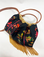 Ioli Black Satin Cross Body Bag